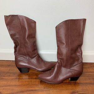 ❣️Genuine Brown Leather Heeled Boots Brazil